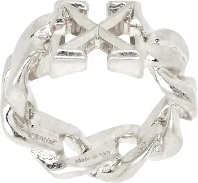 Off-white Arrow Chain Ring In Metallic