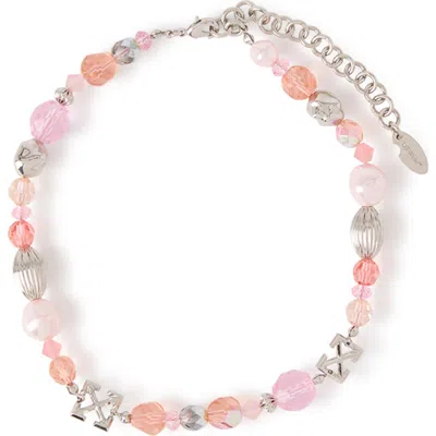 Off-white Arrow Charm Mixed Bead Choker In Pink