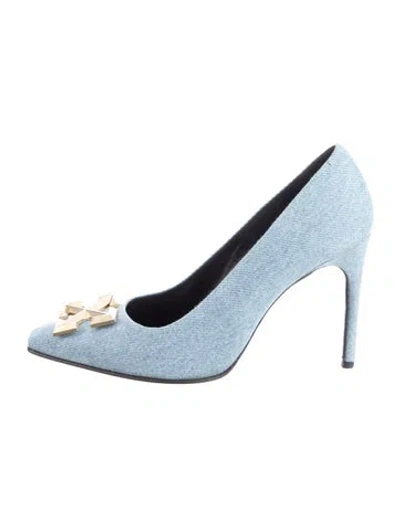 Pre-owned Off-white Arrow Denim Pumps In Blue