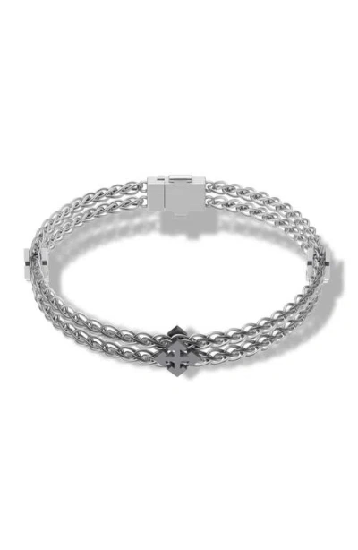 Off-white Arrow Double Chain Bracelet In Black/gunmetal