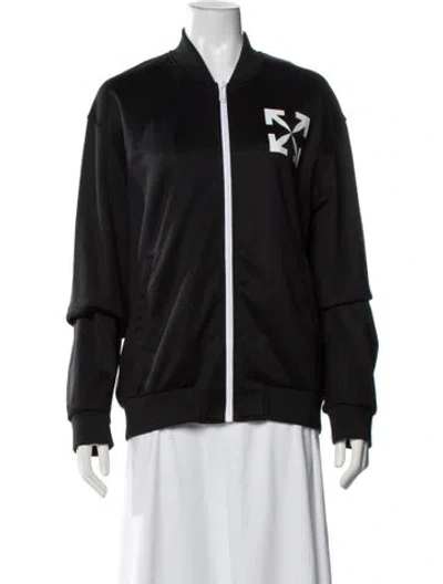 Pre-owned Off-white Arrow Graphic Print Bomber Jacket In Black