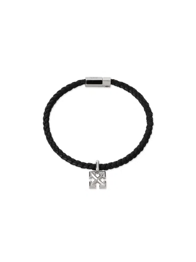 Off-white Arrow Leather Bracelet In Black