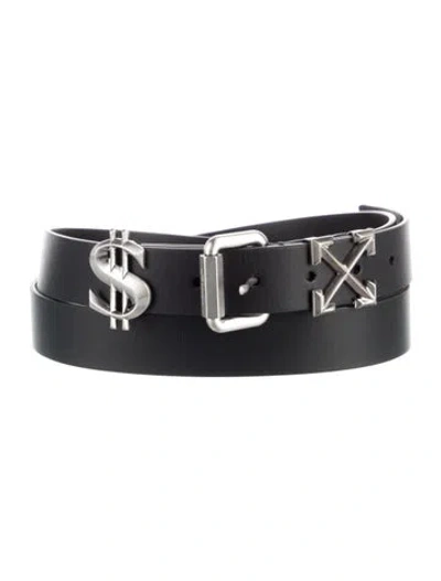 Pre-owned Off-white Arrow Leather Waist Belt In Black