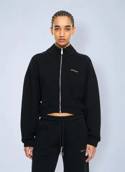 Off-white Arrow Leaves Zip Up Sweatshirt In Black