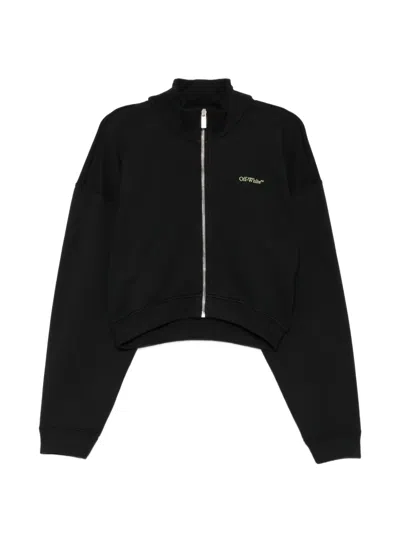 Off-white Arrow Leaves Zip-up Sweatshirt In Black