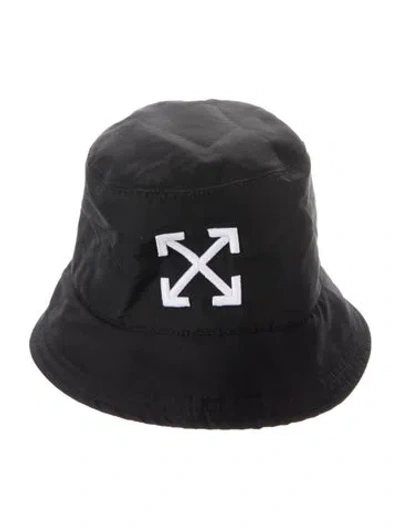Pre-owned Off-white Arrow Logo Embroidered Bucket Hat In Black