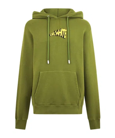 Off-white Arrow Long-sleeve Hooded Sweatshirt In Green