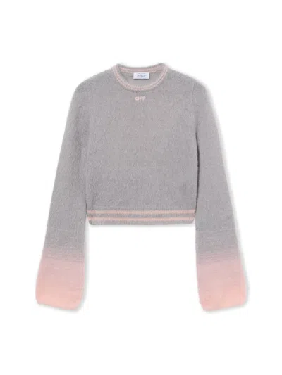Off-white Arrow Mohair Degrade Crewneck In Grey