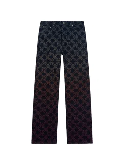 Off-white Arrow Monogram Degradé-jacquard Jeans In Black