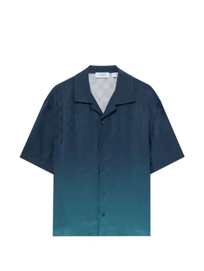 Off-white Arrow Monogram Jacquard Bowling Shirt In Blue