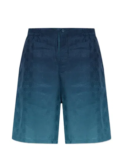 Off-white Arrow Monogram Jacquard Bowling Shorts In Blue