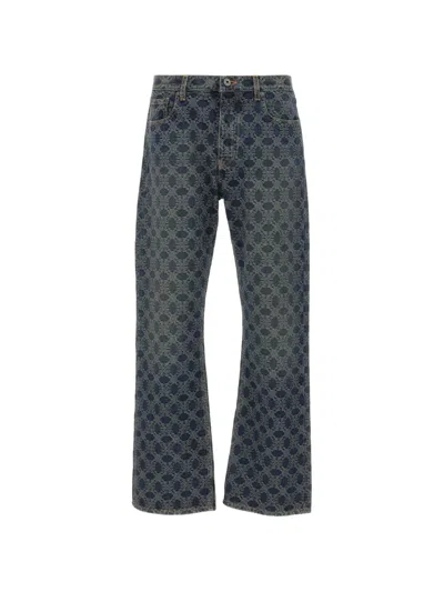 Off-white Arrow Monogram Jacquard Jeans In 블루