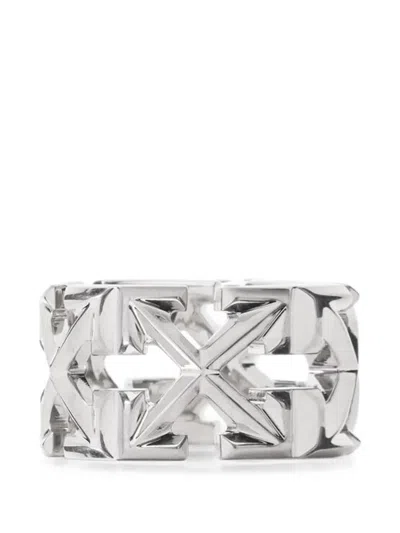 Off-white Arrow Openwork Ring In Silver