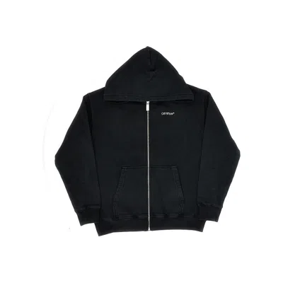 Off-white Arrow Print Full-zip Hoodie - Kids In Black