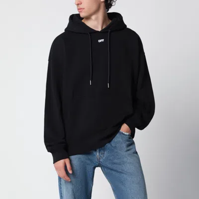 Off-white Arrow Print Hoodie With Off-center Graphic Detail In Black