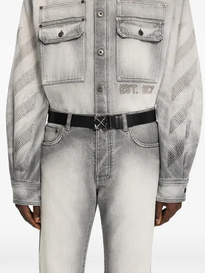 Off-white Arrow Quote Reversible 35mm Belt In Orange