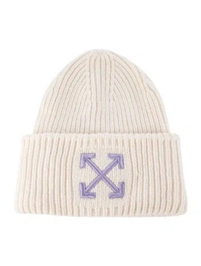 Pre-owned Off-white Arrow Ribbed Beanie In Neutrals/purple