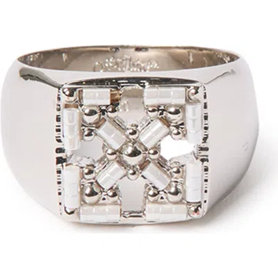 Off-white Arrow Ring With Studs In Silver