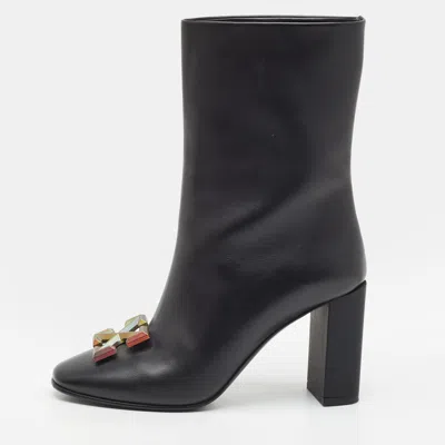 Pre-owned Off-white Arrow Size 37 Black Leather Ankle Length Boots