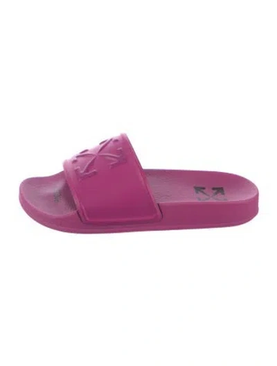 Pre-owned Off-white Arrow Slider Rubber Slides In Pink