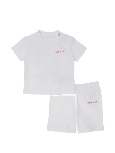 Off-white Babies' Arrow Splat Shorts Set In White