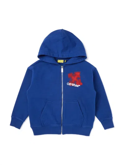 Off-white Arrow Spray Mini Zip-up Hoodie In Blue
