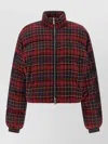 Off-white Arrow Spray Plaid Check Puffer Jacket In Red