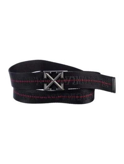 Pre-owned Off-white Arrow Tape Nylon Waist Belt In Black