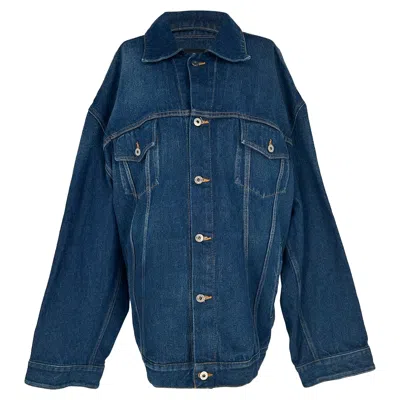 Pre-owned Off-white Arrow-patched Oversized Denim Jacket In Blue Cotton