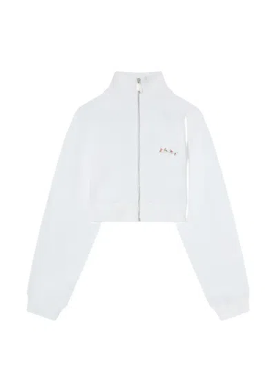 Off-white Arrows Chiné Cropped Sweatshirt In White