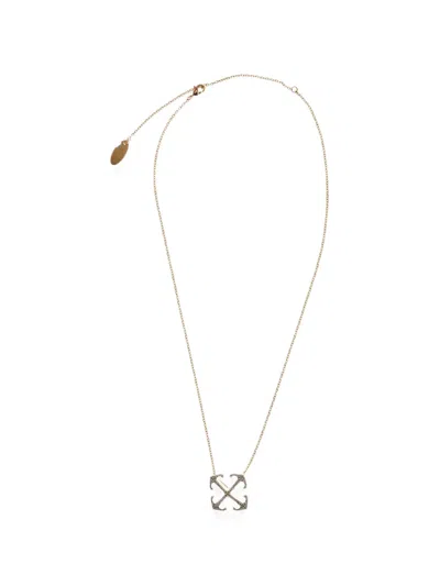 Off-white Arrows Crystal Necklace In Gold