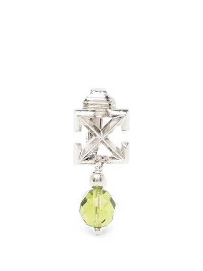 Off-white Arrows Crystal-pendant Earrings In Green