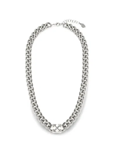 Off-white Arrows Curb-chain Necklace In Metallic