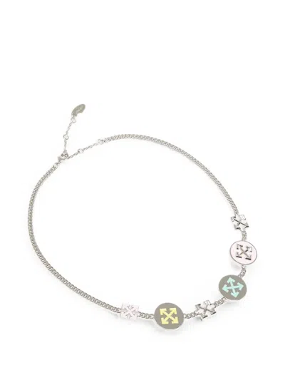 Off-white Arrows Curb-chain Necklace In Silver