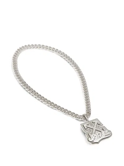 Off-white Arrows Curb-chain Necklace In Silver