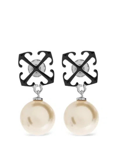 Off-white Arrows Detail Earrings In Black