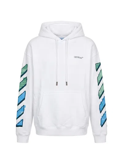 Off-white Arrows Diagonals Hoodie In White