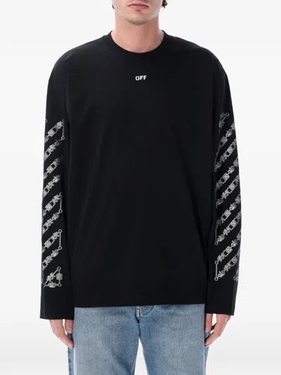 Off-white Black Chain Arrow Diagonal Skate Long Sleeve T-shirt