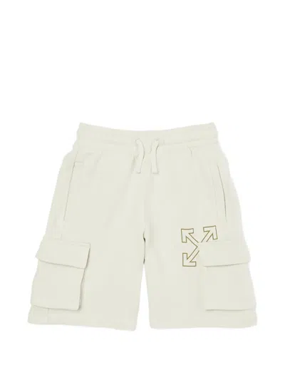 Off-white Kids' Arrows Diag-stripe Cargo Shorts In Neutral