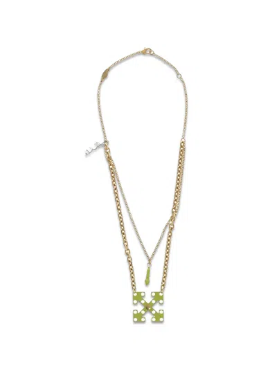 Off-white Arrows Double Chain Necklace In Transparent