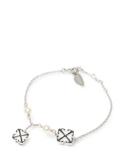 Off-white Arrows Faux-pearl Bracelet In Gray