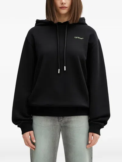 Off-white Arrows Floral-embroidered Hoodie In Black