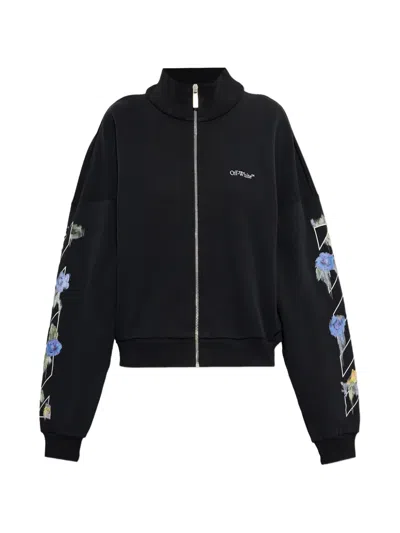 Off-white Arrows Floral-print Sweatshirt In Black