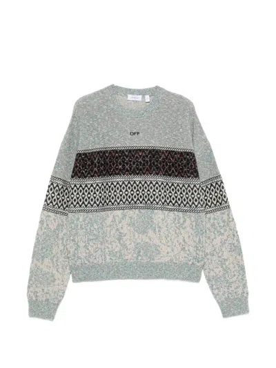 Off-white Arrows Intarsia-knit Sweater In Gray