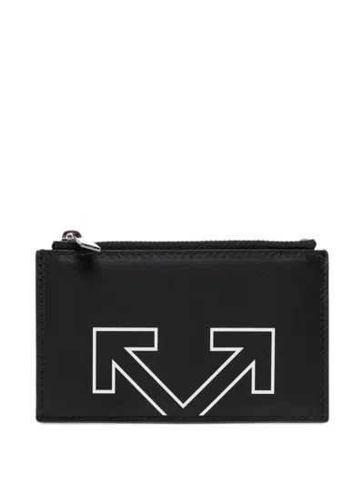 Off-white Arrows Leather Cardholder In Black
