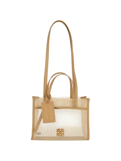 Off-white Arrows Mesh Tote Bag In Neutral
