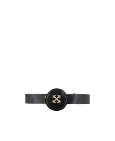 Off-white Arrows Plaque Purse Belt In Black