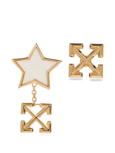 Off-white Arrows Star-pendant Earrings In Gold