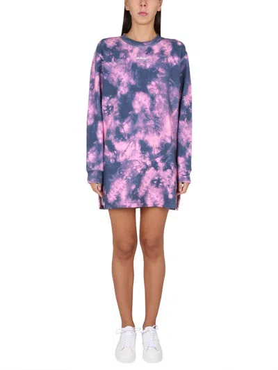 Off-white Arrows Tie-dye Sweatshirt Dress In Purple