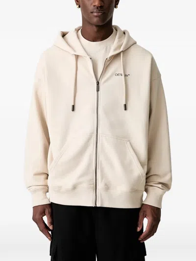Off-white Arrows Zip-up Hoodie In Neutral